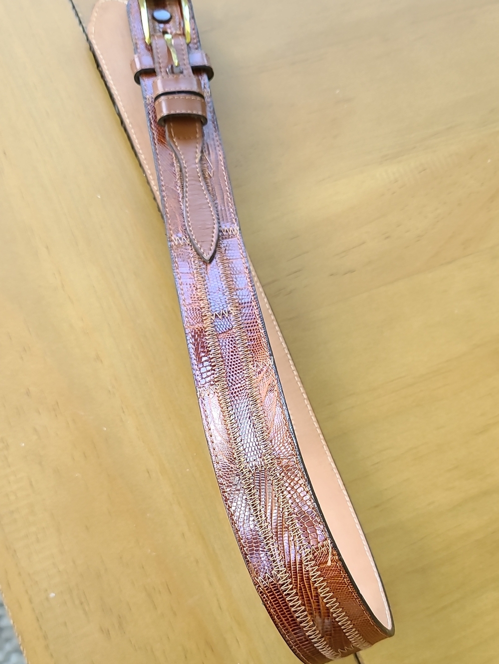 Vintage Tony Lama Women's Brown Lizard Belt 28